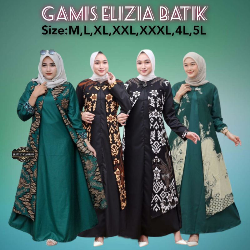 GAMIS BATIK WANITA MODERN LENGAN PANJANG/GAMIS BATIK KOMBINASI POLOS/GAMIS BATIK TERLARIS PEKALONGAN