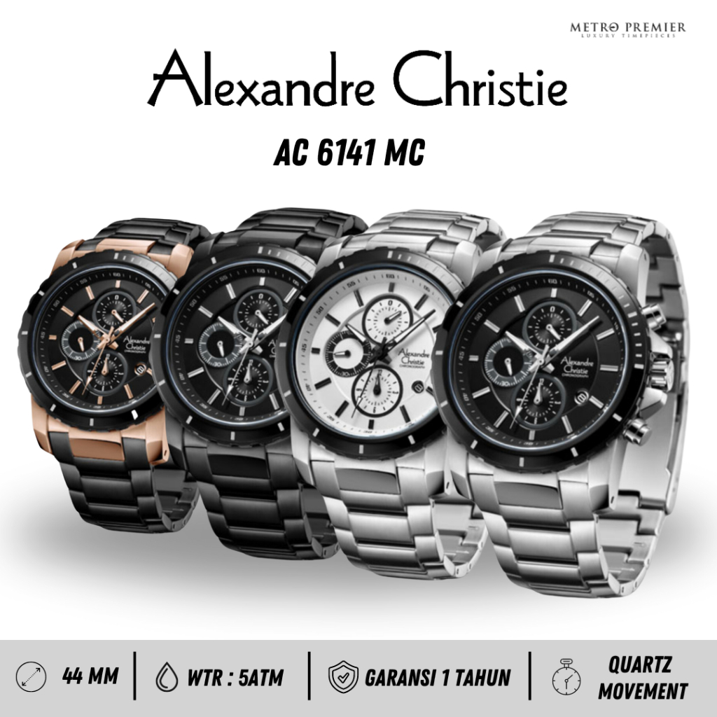 Jam Tangan Pria Alexandre Christie AC6141 AC 6141 Analog Stainless Steel Original & Garansi Resmi 1 