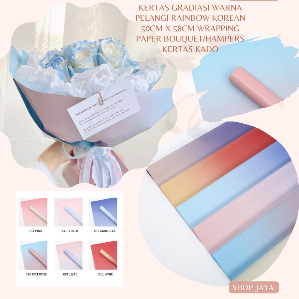 

(1 PACK 20 LEMBAR) WRAPPING GRADASI RAINBOW CELLOPHANE KERTAS BUKET BUNGA