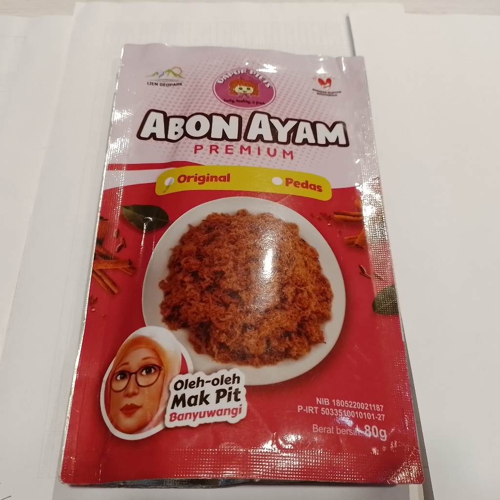 

Abon ayam Mak pit Banyuwangi kemasan 80 gr