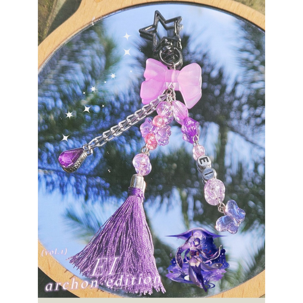 : ̗̀➛ Genshin Impact Ei (Raiden Shogun) Beads Keychain ✧.*