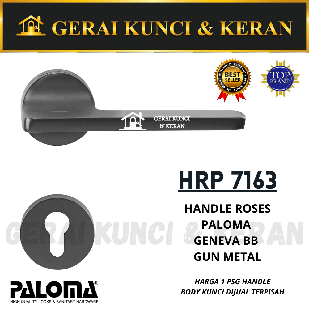 PALOMA HRP 7163 GENEVA BB Handle Gagang Pintu Roses Door GUN METAL