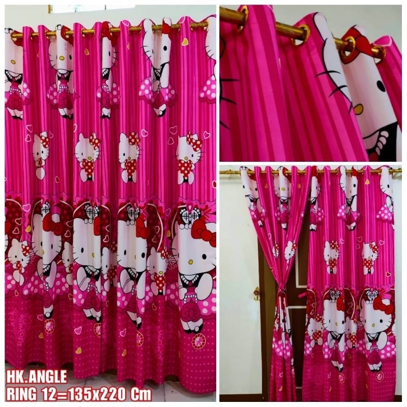 Gorden Pink Hello Kitty Smokering Ring Gorden Pintu Jendela Horden Korden