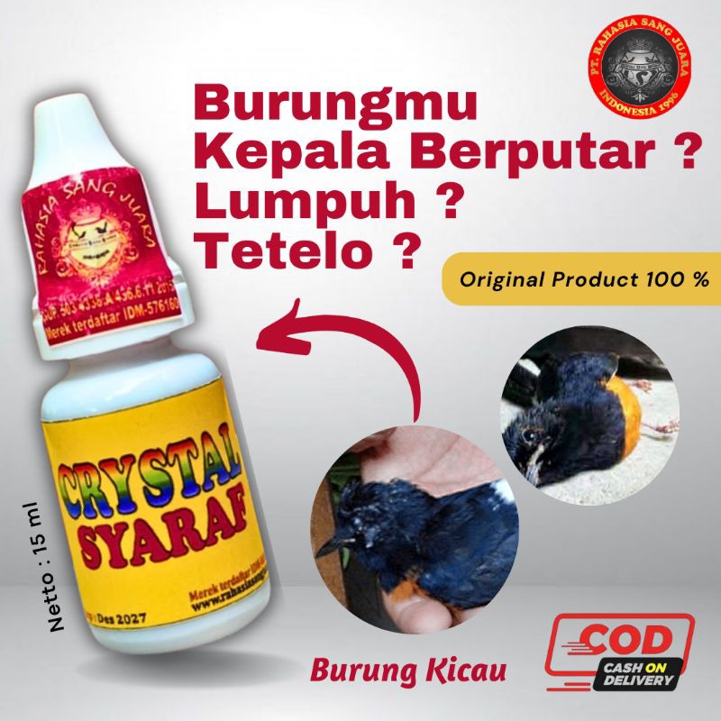 CRYSTAL SYARAF || ANTI SYARAF BURUNG | OBAT BURUNG TETELO SAYAP TURUN KAKI LUMPUH isi 15 ml