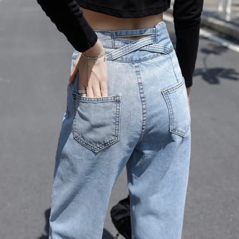 Highwaist Kulot Silang Belakang J23 Jeans Double Button Dua Kancing Depan || Kulot Silang Belakang |