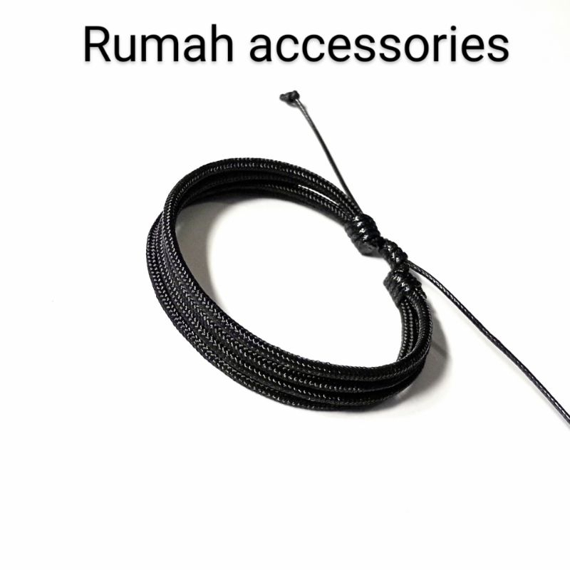 gelang tali hitam rangkap 4/gelang prusik/gelang polos/unisex