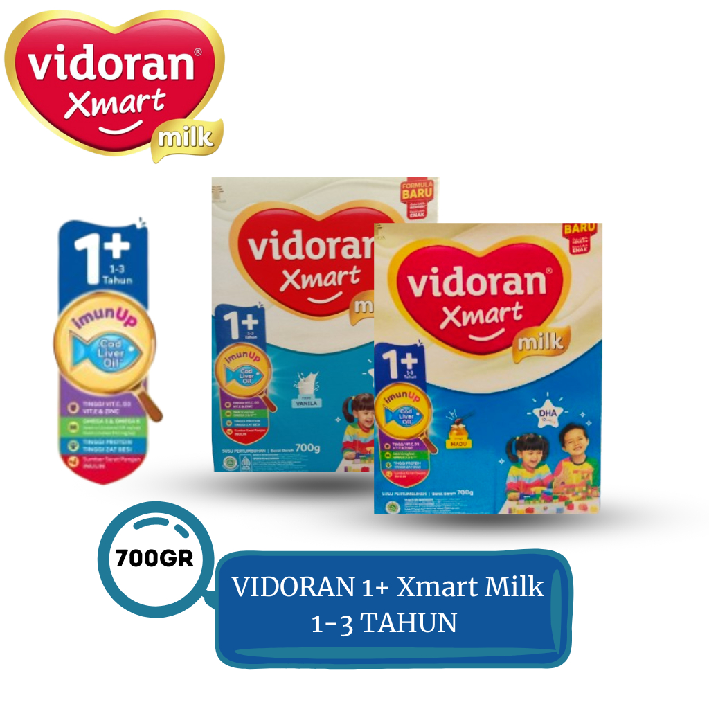 VIDORAN XMART 1+ SUSU PERTUMBUHAN ANAK USIA 1 - 3 TAHUN 700GR / VIDORAN XMART 1+ MADU 700GR / VIDORA