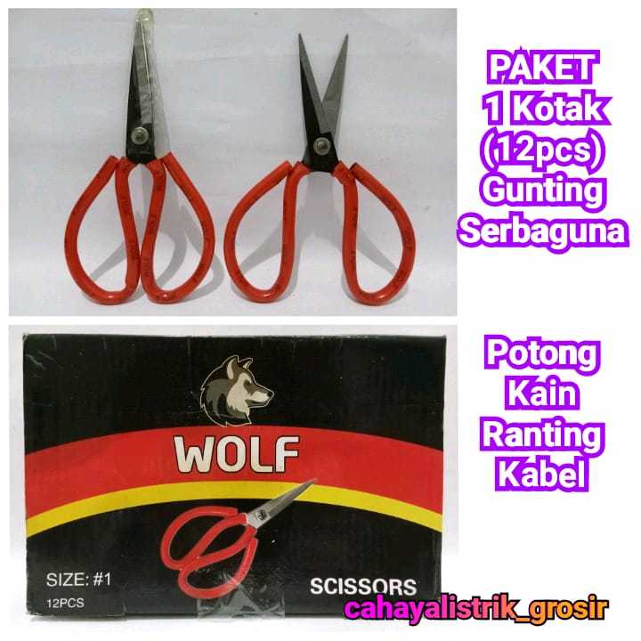 

Gunting Serbaguna Paket 1 Kotak Gunting Seng Gunting Kodok 7,5 Inch / Gunting Kain / Seng / Kertas Serbaguna dan Tajam Merek "WOLF" Tailor Scissors