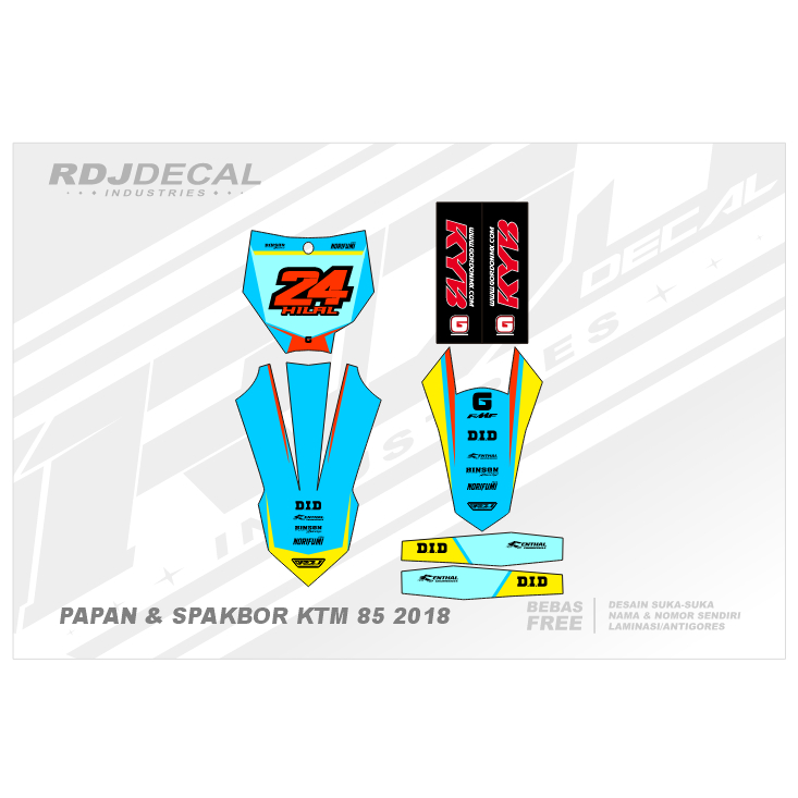 DECAL STICKER PAPAN KTM 85 2018 (003) DEKAL STIKER SPAKBOR DEPAN BELAKANG, ARM & COVER SHOCK NEW 201