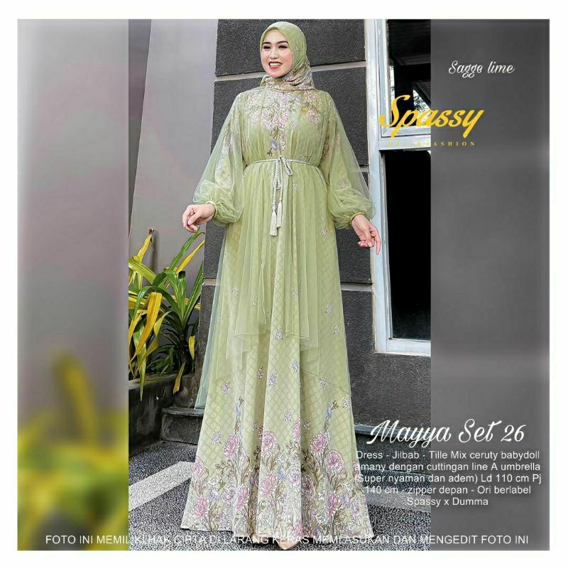 GAMIS PESTA MEWAH ELEGAN MAYYA  SET HIJAB / GROSIR BUSANA SURABAYA