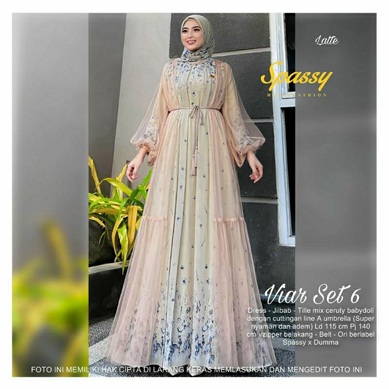 GAMIS PESTA MEWAH ELEGAN TERBARU SET HIJAB   / R FASHION / TERMURAH / TERLARIS / COD BAYAR DITEMPAT 