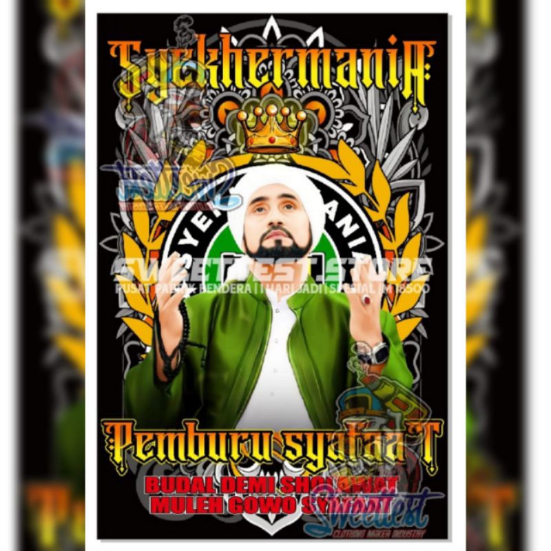 READY STOCK BENDERA SYEKHERMANIA UKURAN 200X300, BENDERA MAFIA SHOLAWAT, GIANTFLAG SURAKARTA, FREE S
