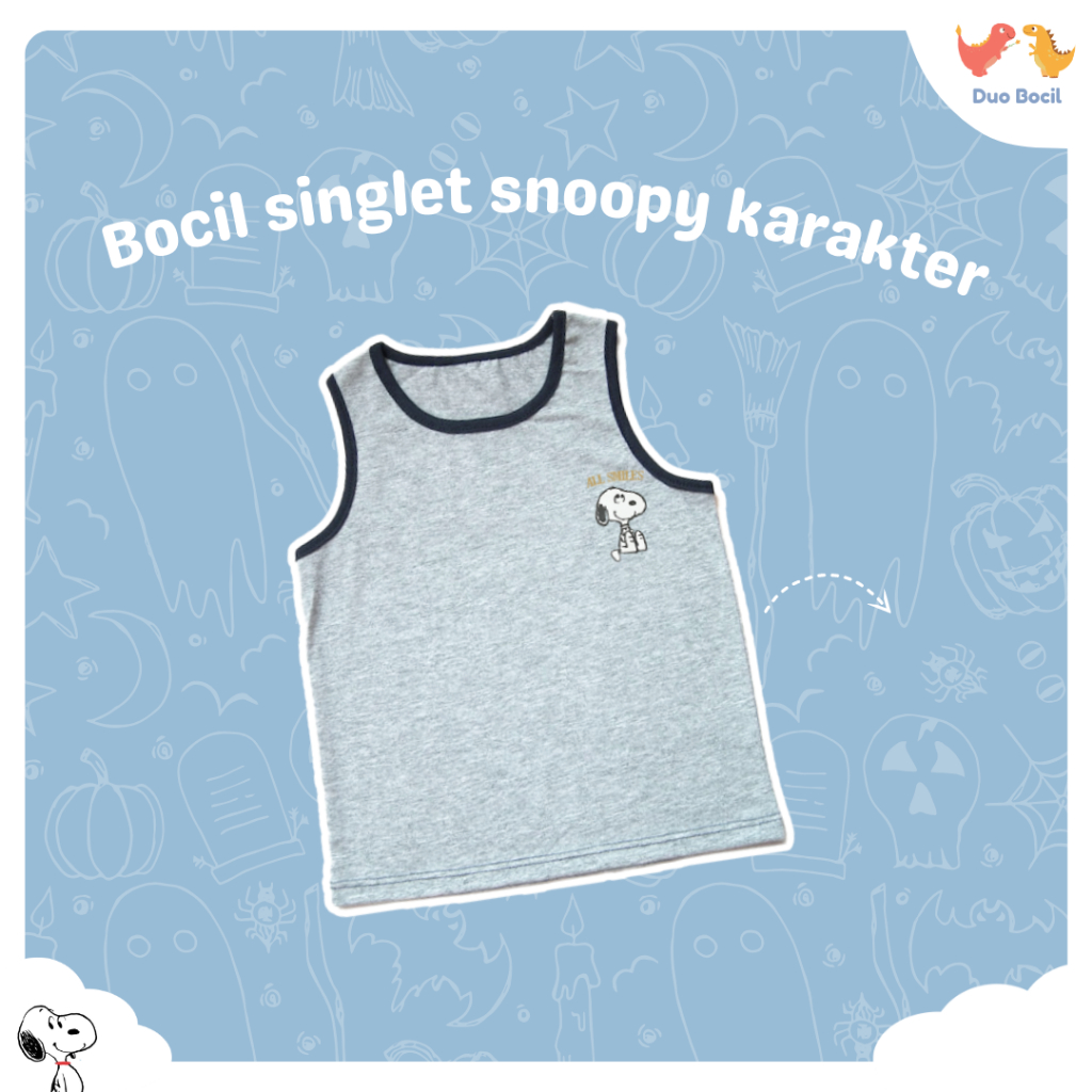 Kaos Singlet Anak (Bocil) Karakter snoppy (DUO BOCIL)