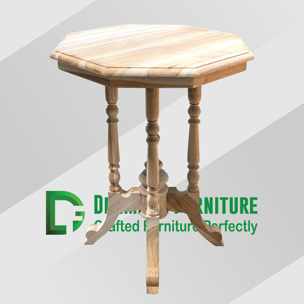 MEJA TERAS BUBUT SEGI 8 KAKI 4 KAYU JATI