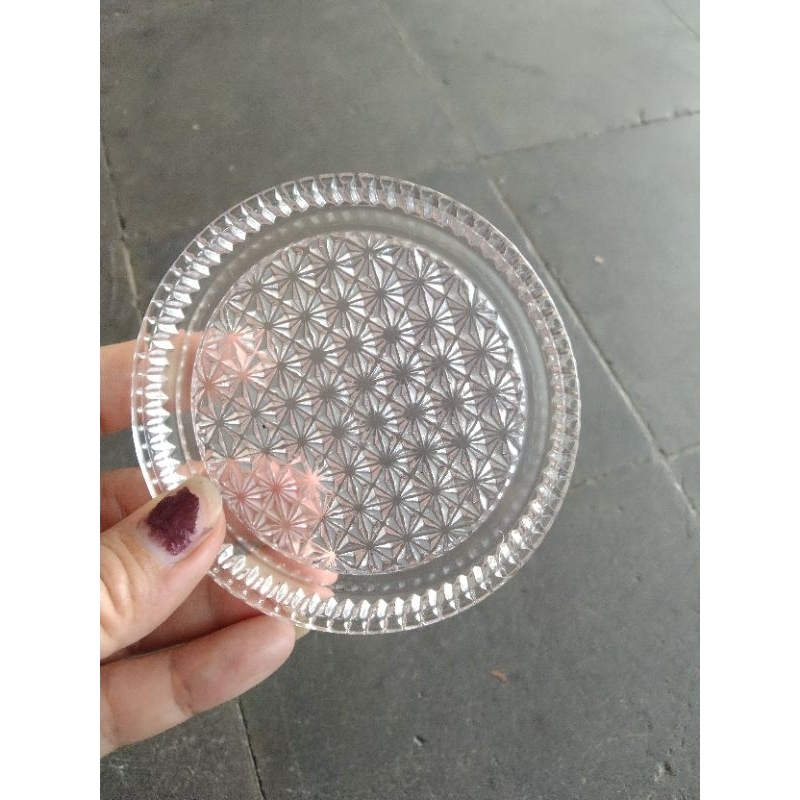 Tatakan Gelas Kaca / Tatakan Gelas Kristal / Coaster Glass / Lepek Kaca / Piring Kaca Mini