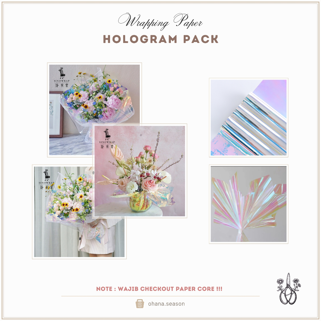 

(1 PACK) Ohana Season Floral Wrapping Paper | Kertas Bunga | Hologram 50 x 50 cm