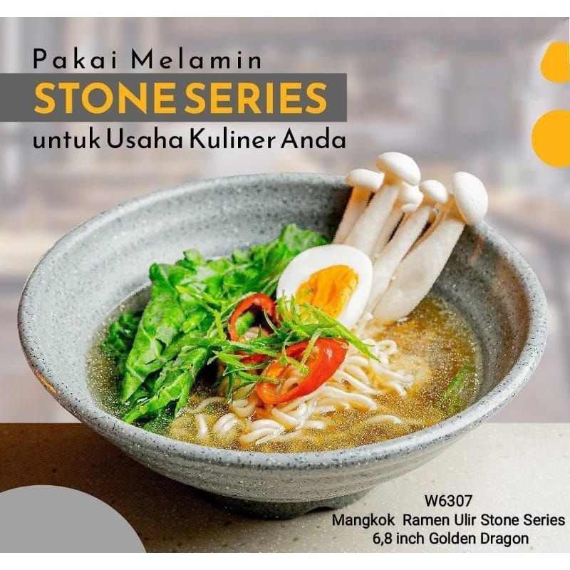 Golden dragon Mangkok mie ramen 8inch melamin noodle bowl ulir W6308A
