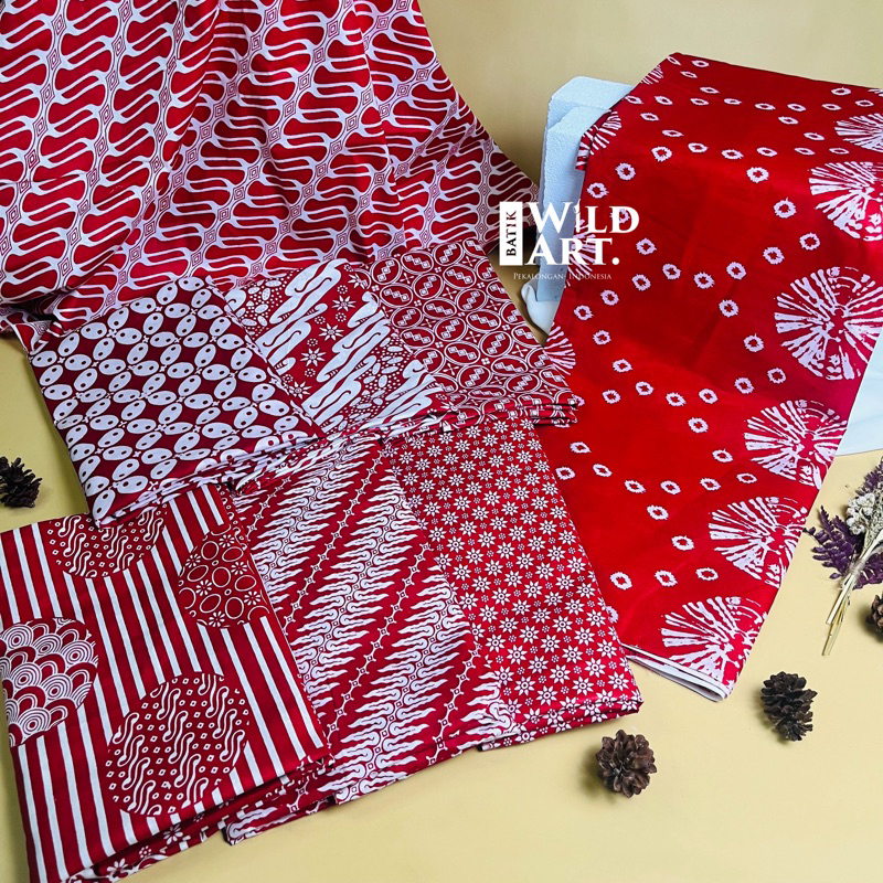 KAIN BATIK MERAH PUTIH KATUN HALUS MURAH BATIK METERAN JARIK PEKALONGAN KEBAYA SPESIAL AGUSTUSAN IML