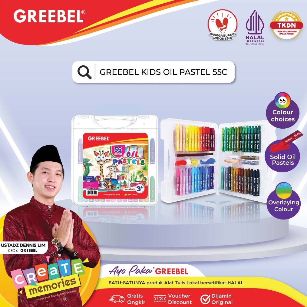

GREEBEL Crayon Krayon Kids Oil Pastel 55 Warna 55C Crayon Greebel Krayon 55 Warna Non toxic KODE J4J5