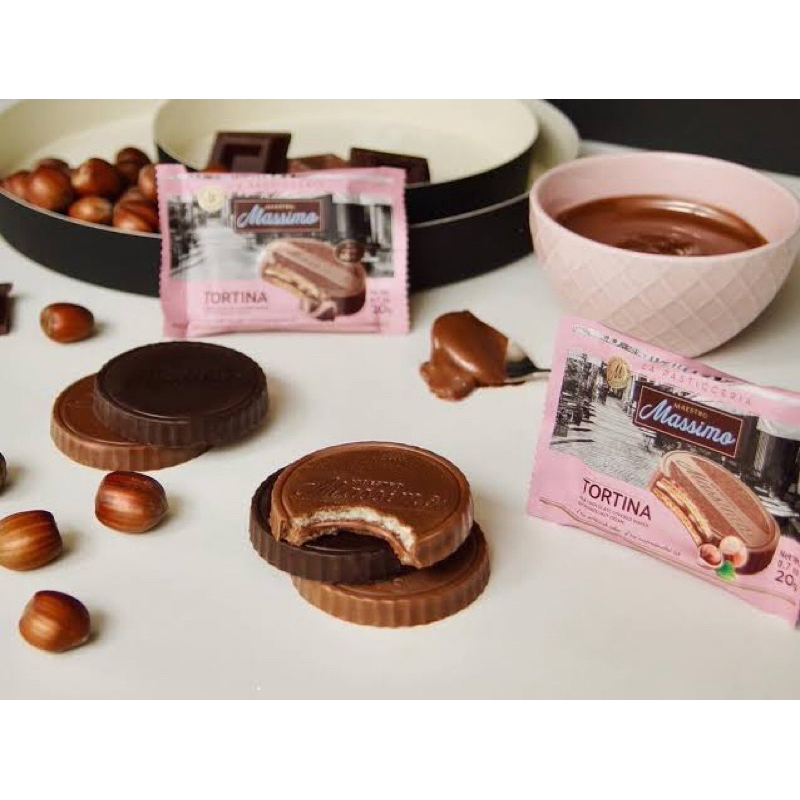 

Massimo Tortina Fondente Coated wafer 20g - jajanan import - jajanan mesir - jajanan arab - cookies arab