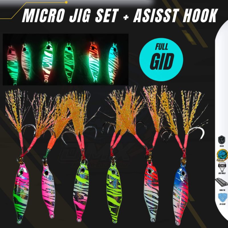 Micro jig set asisst hook full gid micro jig zebra micro jig 10gr 15gr 20gr micro jig umpan pancing 