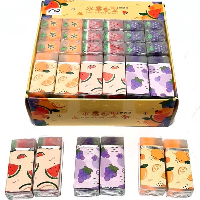 

Flash Sale 1kotak 36pcs Penghapus Eraser Karakter Bola Dan Buah Ukuran