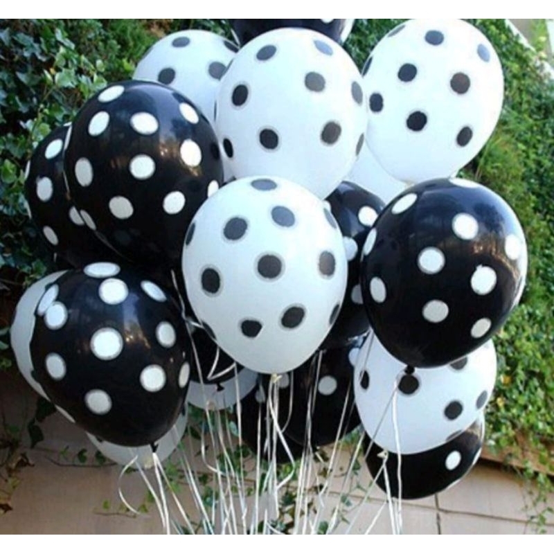 100 pcs balon polkadot-balon polkadot - 100 pcs balon polkadot hitam putih isi 100 pcs balon murah b