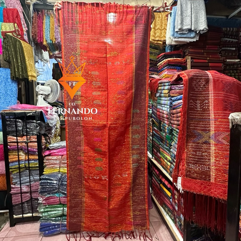 Ulos Pesta Ulos Tari-Tarian Airmas Pakaian Tradisional Batak Kain Tenun Asli Tangan Siantar Bahan Pr
