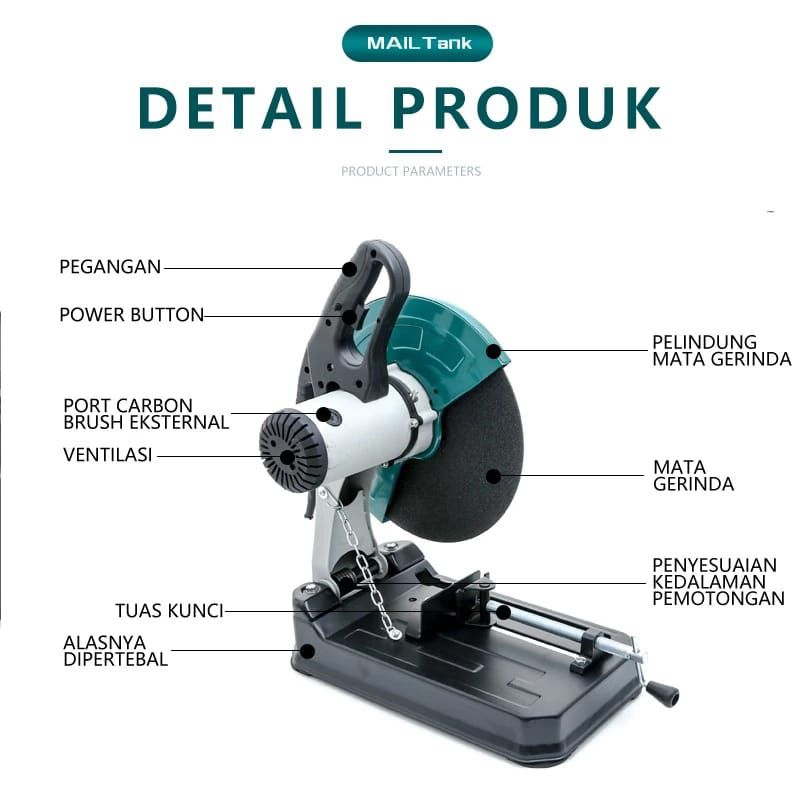 MAILTANK Mesin potong rel geser mesin gergaji Potong besi 14" SH-45