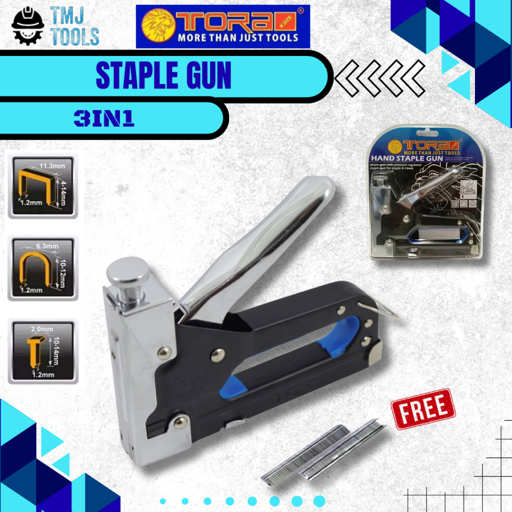 

Staples Gun 3in1 Hand Staple Gun 3 In 1 Staple Hand Tacker Steples Tembak Hekter Stapler Nail Gun no Mollar Jok Mobil Sofa