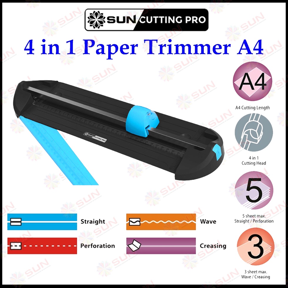 

KODE K88N Alat Potong Kertas 4 in 1 A4A3 Vertikal 3 cm SUN Cutting Pro CPMT41A4 Paper Cutter Trimmer Multifungsi A5A4A3 untuk Potong Garis Lipat Perforation Putus putus Creasing Potong Gelombang Wave
