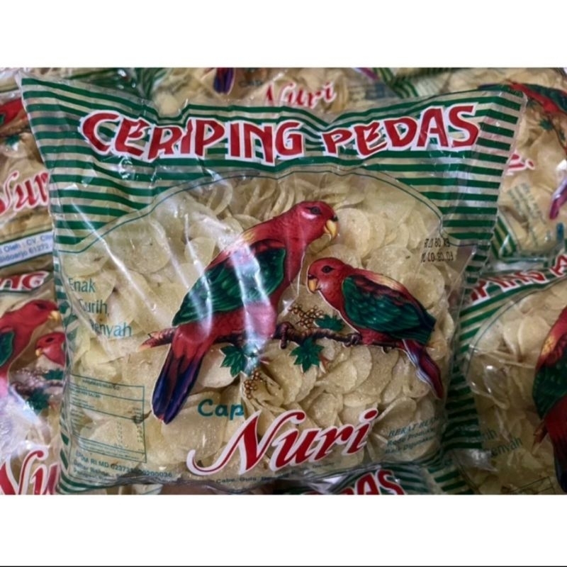 

Ceriping pedas gurih cap Nuri kemasan 500gr (packing kardus)