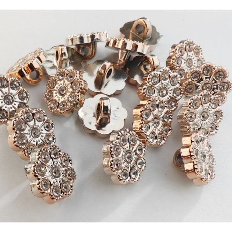 RB Kancing Baju Jamur Hias Mutiara Mutiara bintik Bunga Ukuran 20L 13 mm