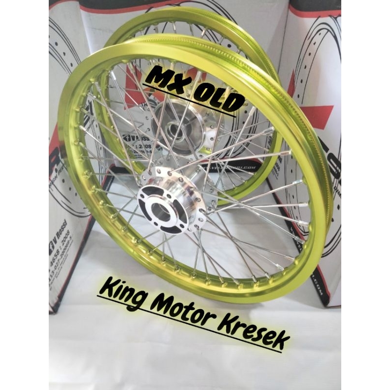 VELG JARI JARI SATU SET RING 17 140 X 140 MERK ROSSI HIJAU LEMON/STABILO UNTUK MOTOR MX OLD/MX NEW/F