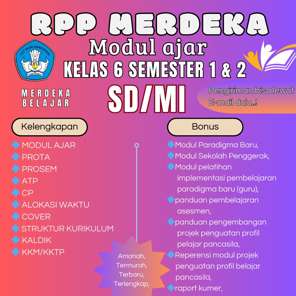

KODE T28X MODUL AJAR KELAS 6 SDMI KURIKULUM MERDEKA LENGKAP