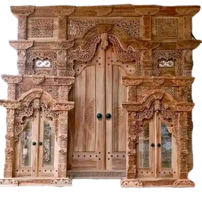 Gebyok Pintu 1 set | Gebyok 3meter dan 2 Jendela Gebyok Kaca