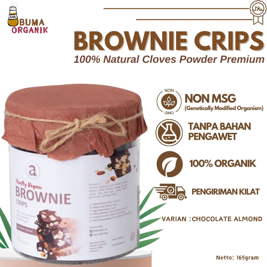 

Brownies Crispy Cookies Cemilan Diet Snack Sehat Choco Chip Healty Vegan Brownie Chips Cookie Kue Kering chocolate almond