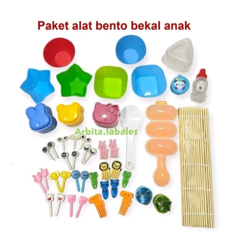 PAKET PERLENGKAPAN BENTO BEKAL ANAK TUSUKAN BENTO CETAKAN BENTO BEKAL SEKOLAH
