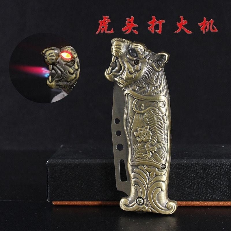 Korek Api Bara Las Keren Model  Harimau Plus Pisau Lipat Dan Bisa Isi Ulang Gas