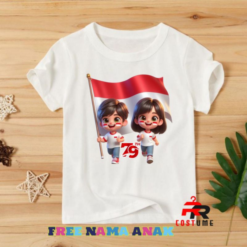 BAJU ANAK KAOS ANAK TEMA 17 AGUSTUS (FREE NAMA)
