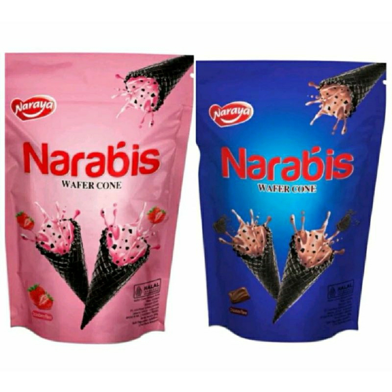 

NARAYA NARABIS WAFER CONE COKLAT DAN STRAWBERY 80 gram