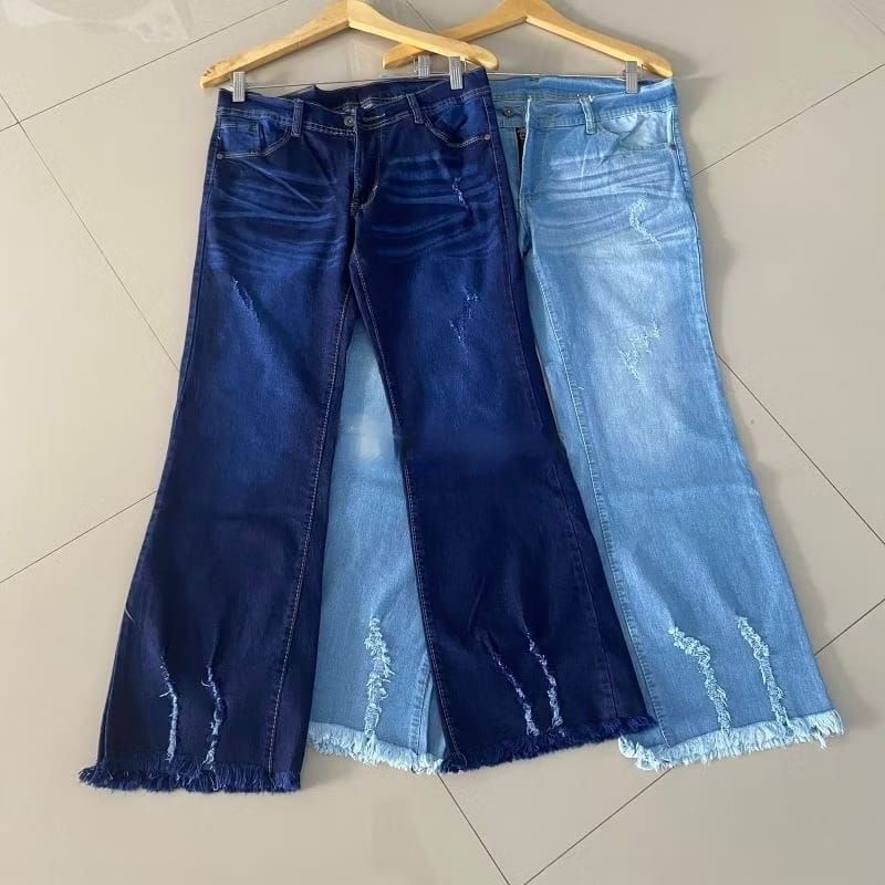 Celana Cutbray Jeans Rawis Sobek - Highwais - Celana Cutbray Wanita Rawis