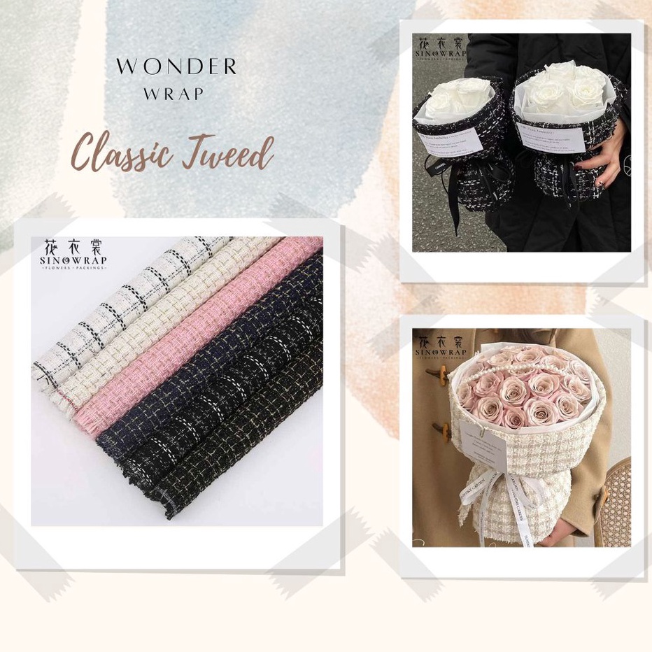 

HJ6 Flower Wrapping Kain Pembungkus Bunga Buket Classic Tweed untuk Hand Bouquet