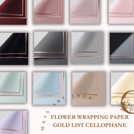 

KF7 1 Pak 2 Lembar Kes Buket Bunga 1 Pak Flower Wrapping Paper Cellophane Gold List Semi Transparan Flower Wrap 2 Lembar Transparent Frame Pinggir Emas Money Bouquet Florist Per Pack Wateroof Korean Style
