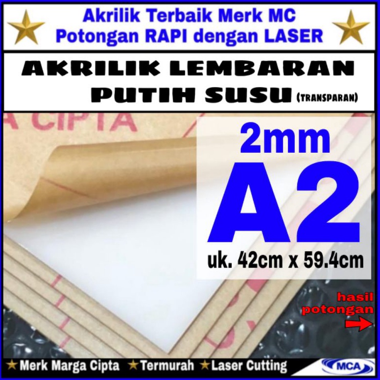

KODE R59L AKRILIK lembaran PUTIH SUSU 2mm A2 Marga cipta Acrylic