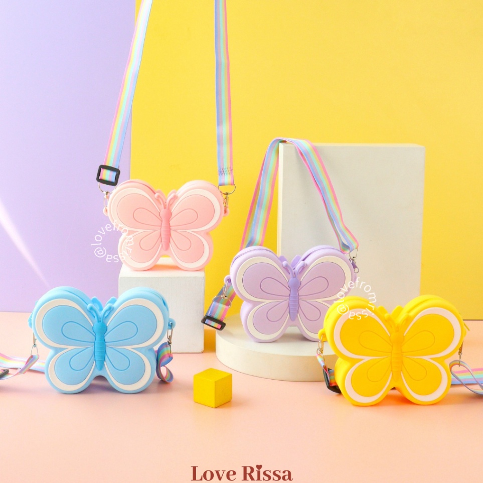 RISSA Tas Butterfly Tas Jelly Silikon Mini Cute Jelly Bag Sling Bag Kecil Cantik Tas Anak Anak Tas S
