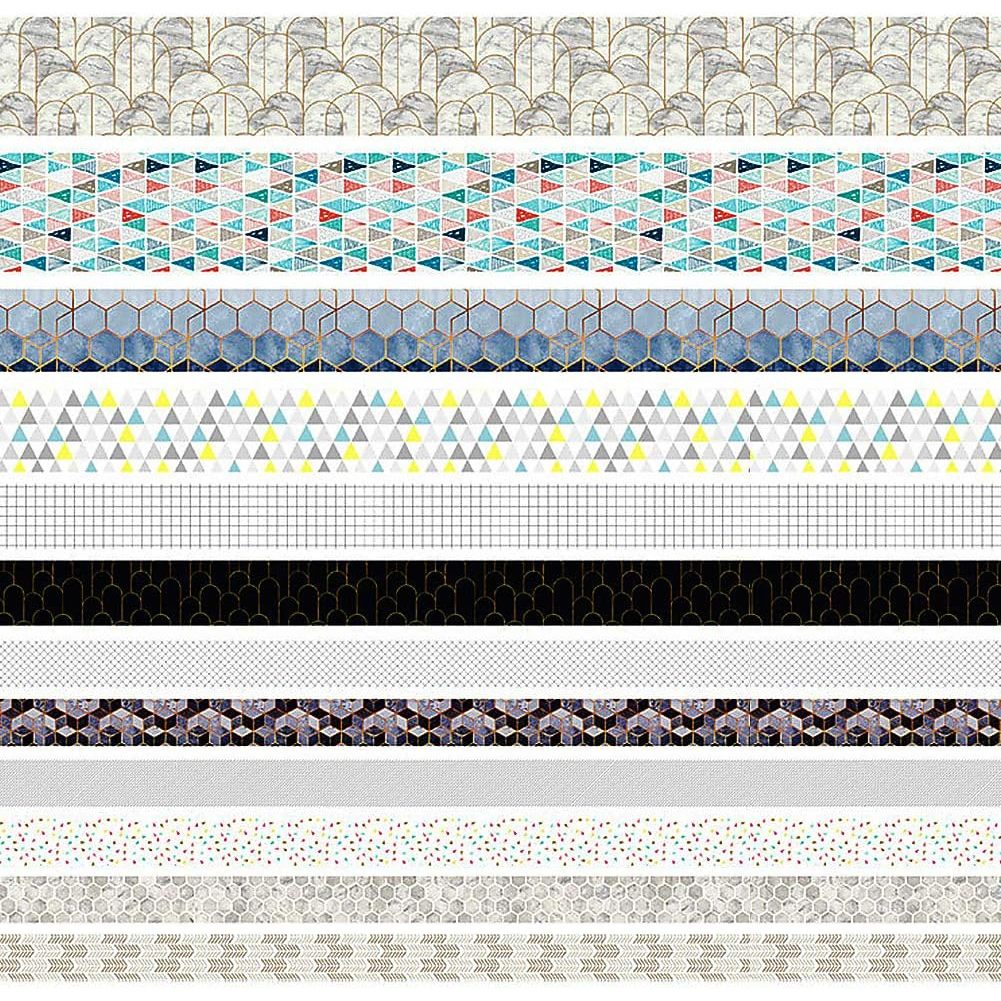 

[Preloved] 12pcs Geometric Lines Washi Tape Set