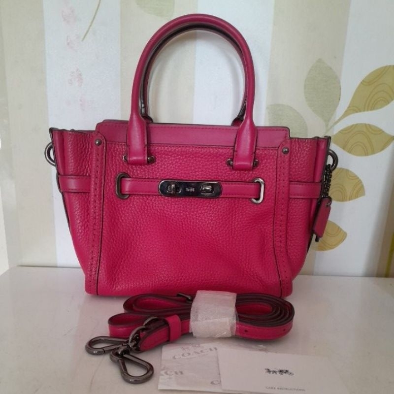 PRELOVED COACH  SWEGGER 21 Pebble Leather carise Pink/Gunmetal | TAS COC SWEGGER 21 | COACH SWEGGER 
