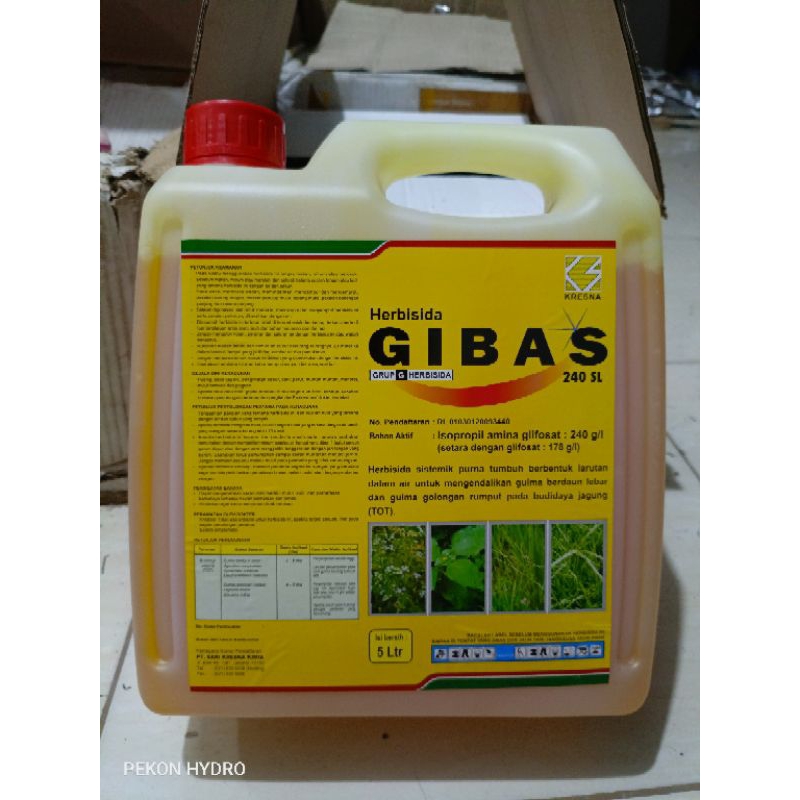 GIBAS 240 SL 5 LITER - PEMBASMI RUMPUT GULMA IPA GLIFOSAT HERBISIDA SISTEMIK AKAR
