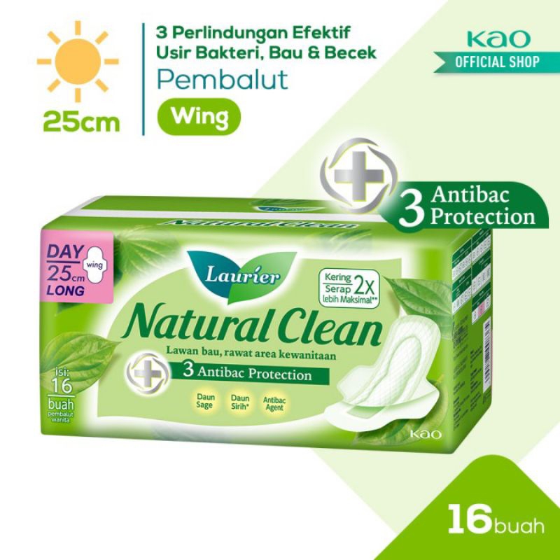 LAURIER - NATURAL CLEAN 25Cm Long (16 pads)